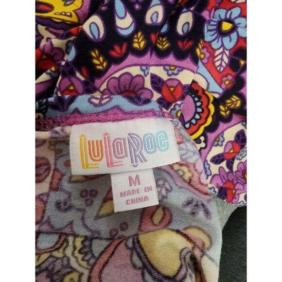 LuLaRoe Womens Dress Size M Carly Red Purple Yellow Paisley Floral Geometric - Picture 6 of 6